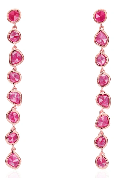 Shop Monica Vinader Siren Mini Nugget Earrings In Rose Gold/ Pink Quartz