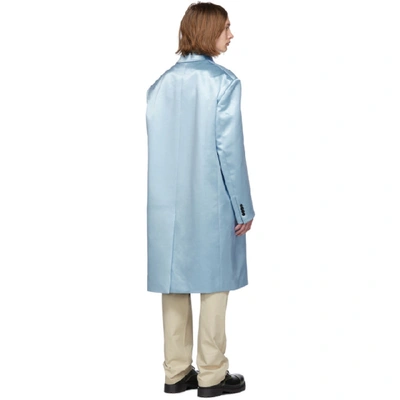 Shop Raf Simons Blue Silk Classic Big Coat