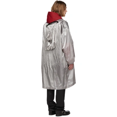 Shop Raf Simons Grey Metallic Raincoat In 00080 Grey