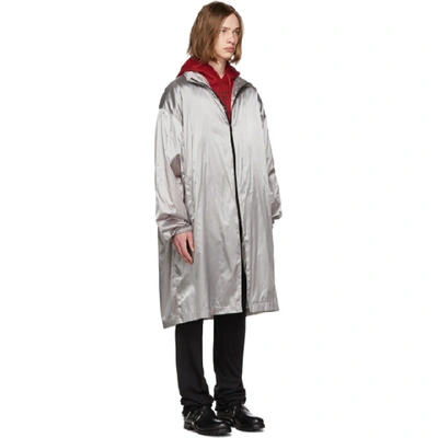 Shop Raf Simons Grey Metallic Raincoat In 00080 Grey
