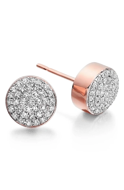 Shop Monica Vinader 'ava' Diamond Button Stud Earrings In Rose Gold