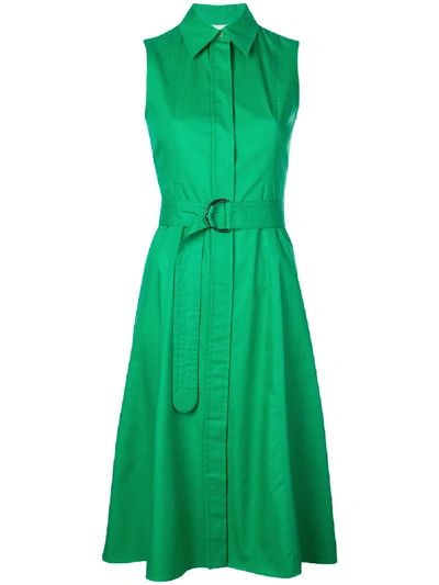 Shop Akris Punto Belted Shirt Dress In Green