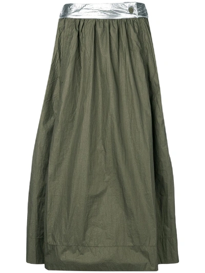Shop Ganni Metallic Detail Skirt - Green