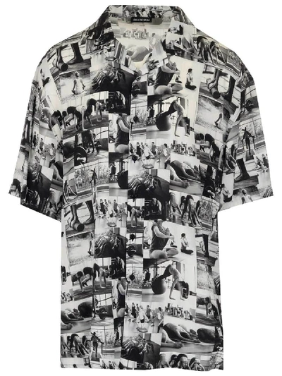 Shop Balenciaga Printed Short Sleeve Shirt In Multi