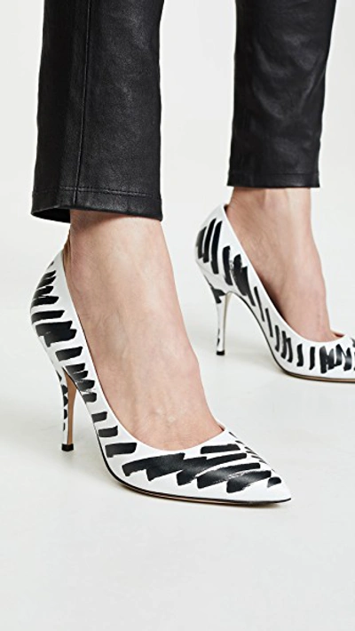 Shop Moschino Scribble Pumps In Black & White
