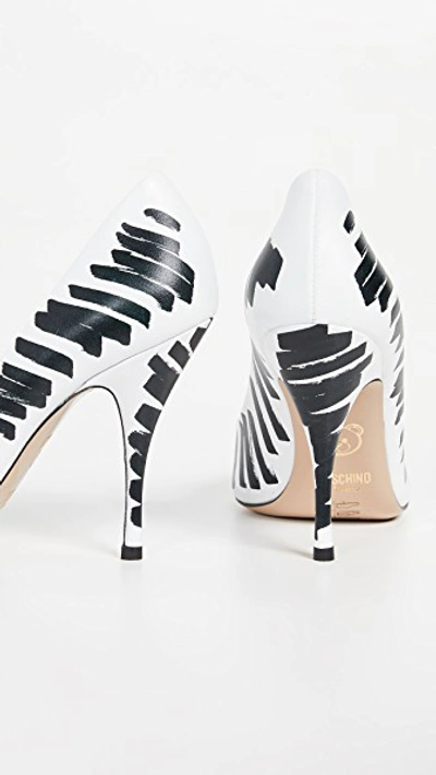 Shop Moschino Scribble Pumps In Black & White