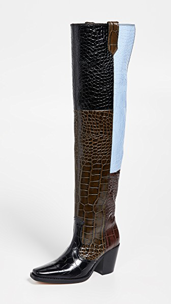 crocodile over the knee boots