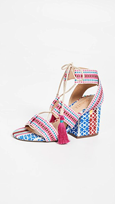 Shop Schutz Emilen Block Heel Sandals In Cru/multi