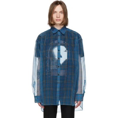 Shop Raf Simons Blue & Black Layered Shirt