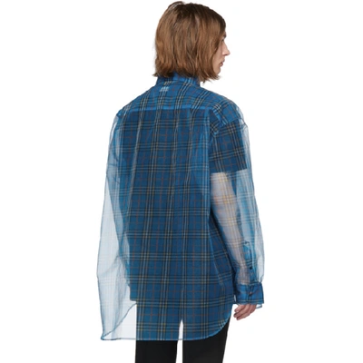 Shop Raf Simons Blue & Black Layered Shirt