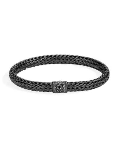 Shop John Hardy Classic Chain Sterling Silver, Black Rhodium & Black Sapphire Braided Bracelet