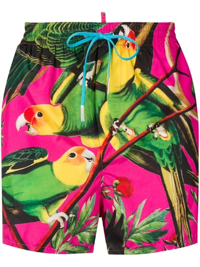 Shop Dsquared2 Jungle Print Swim Shorts In Pink