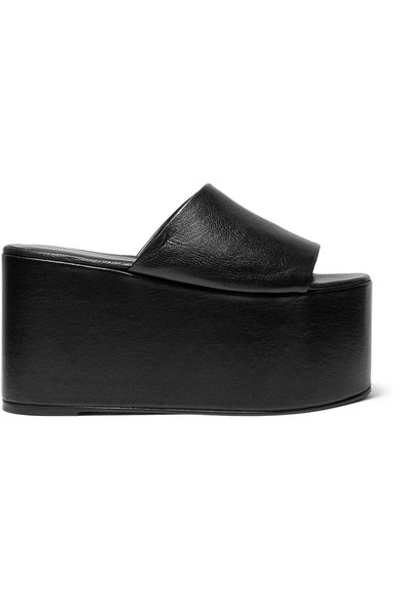 Shop Simon Miller Blackout Textured-leather Platform Sandals