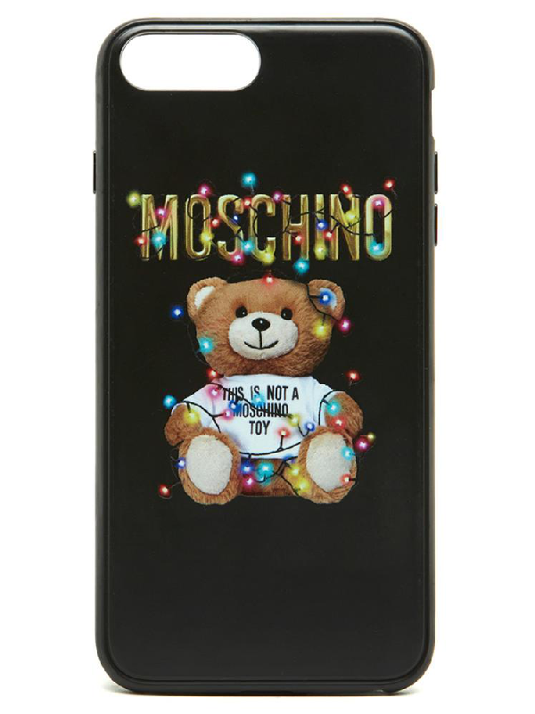 Moschino Logo Teddy Iphone 8 Plus Case In Black Modesens