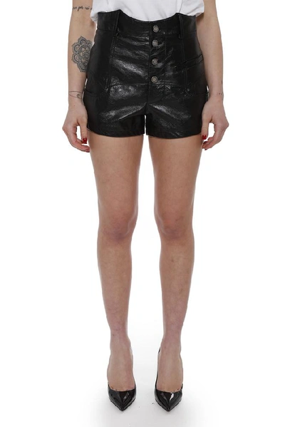 Shop Saint Laurent Leather Mini Shorts In Black
