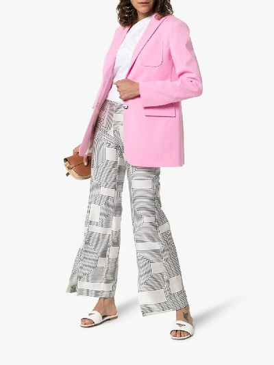Shop Joseph Heston Button-down Cotton Blend Blazer Jacket In Pink