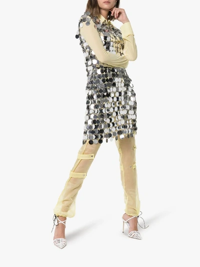 Shop Paco Rabanne Sequin Chain-disc Mini Dress - Women's - Brass/plastic In Metallic