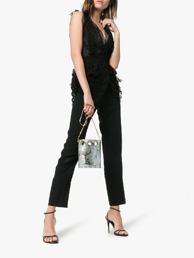 Shop Roland Mouret Almendro V-neck Mesh Detail Jumpsuit In Black