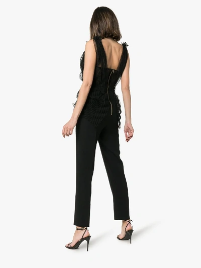 Shop Roland Mouret Almendro V-neck Mesh Detail Jumpsuit In Black