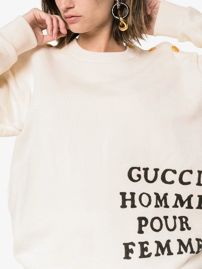 Shop Gucci Buttoned Shoulder Embroidered Cotton Sweatshirt In 9232 Avorio