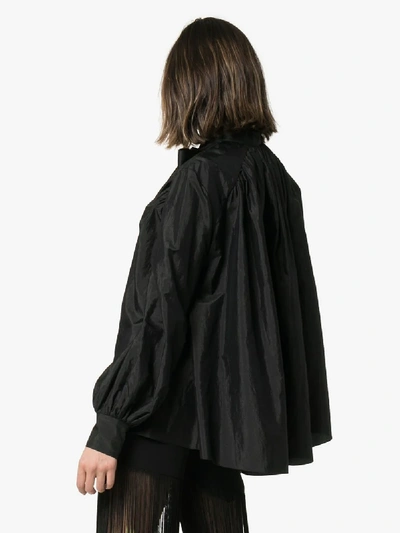 Shop Rosie Assoulin Beading Long-sleeved Tie Neck Blouse In 001 Black