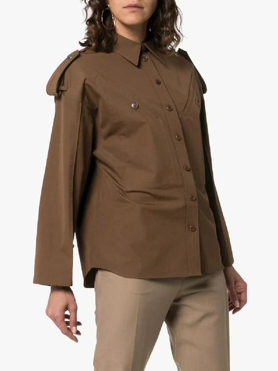 Shop Givenchy Diagonal Pocket Cotton Military Shirt In 305 Khaki