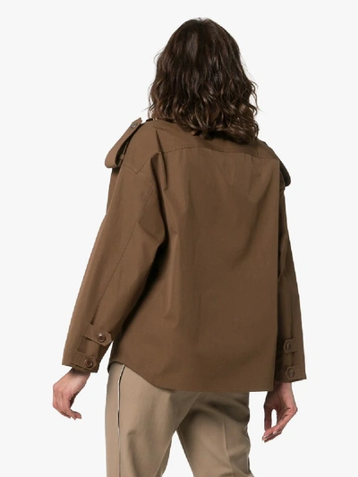 Shop Givenchy Diagonal Pocket Cotton Military Shirt In 305 Khaki