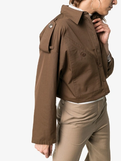 Shop Givenchy Diagonal Pocket Cotton Military Shirt In 305 Khaki