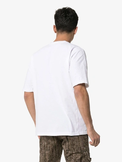 Shop Stone Island Upside Down Logo Embroidered Cotton T-shirt In White