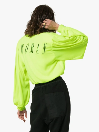 Shop Off-white Logo Back Bell Sleeved Wrap Top In Yellow