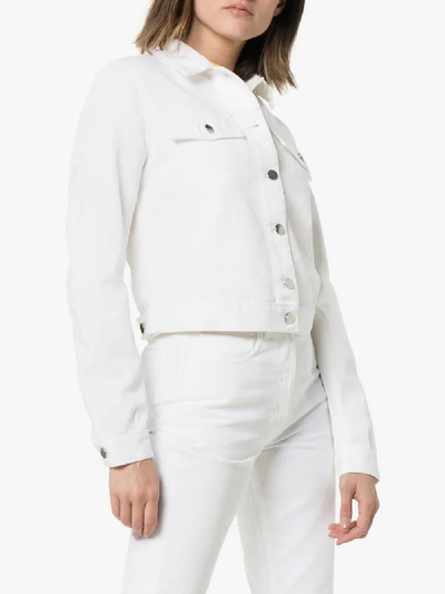 Shop A_plan_application Cropped Denim Jacket In White