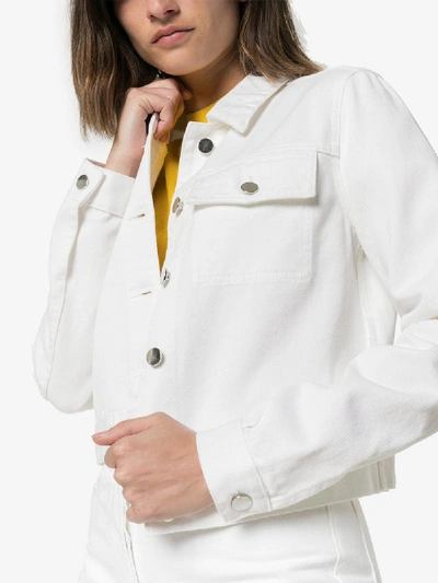 Shop A_plan_application Cropped Denim Jacket In White