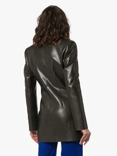Shop Aleksandre Akhalkatsishvili Slit Detail Leather Blazer In Black