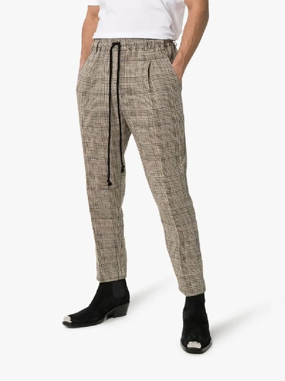 Shop Song For The Mute Check Cotton Lounge Trousers In Beige
