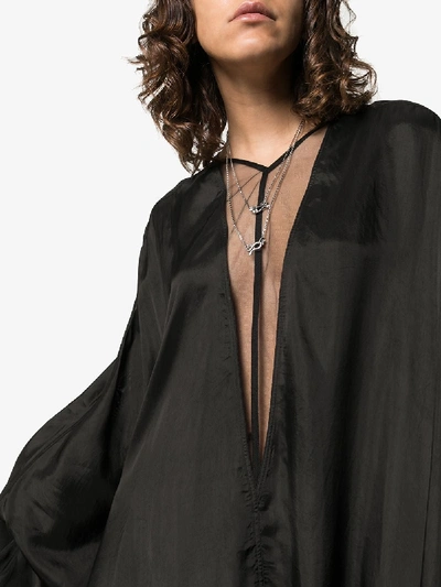 Shop Rick Owens Long-sleeved Oversized Maxi Dress In 09 Black