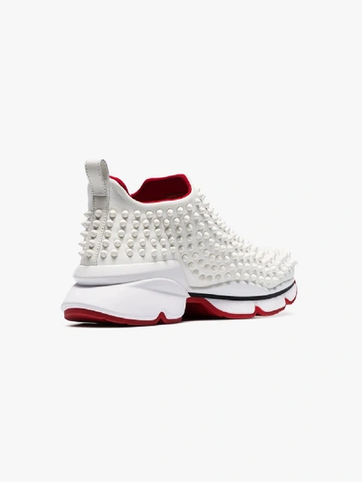 Shop Christian Louboutin White Donna Spike Sock Sneakers