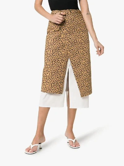 Shop Rejina Pyo Leopard Print High-waisted Double Layer Cotton Skirt In Pront Leopard