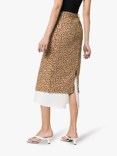 Shop Rejina Pyo Leopard Print High-waisted Double Layer Cotton Skirt In Pront Leopard