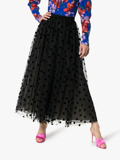 Shop Erdem Lindie Polka-dot Tulle Skirt In Black