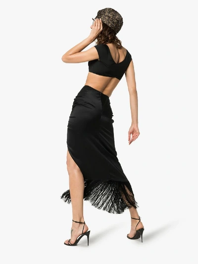 Shop Alessandra Rich Cap Sleeve High-waisted Bikini Set In Black