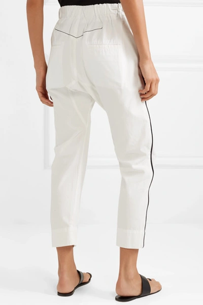 Shop Bassike Striped Cotton-canvas Pants In White