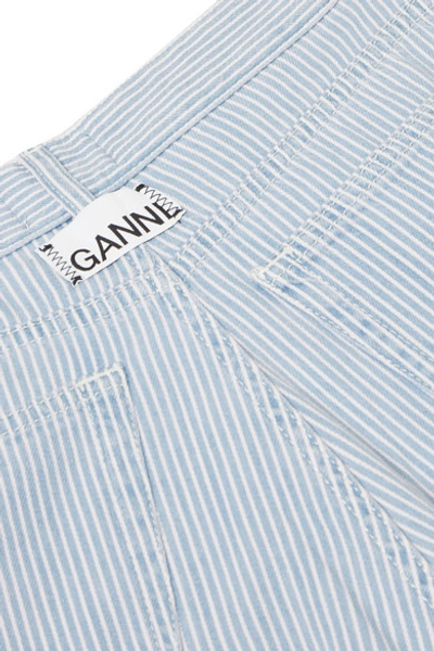 Shop Ganni Striped High-rise Wide-leg Jeans In Light Denim