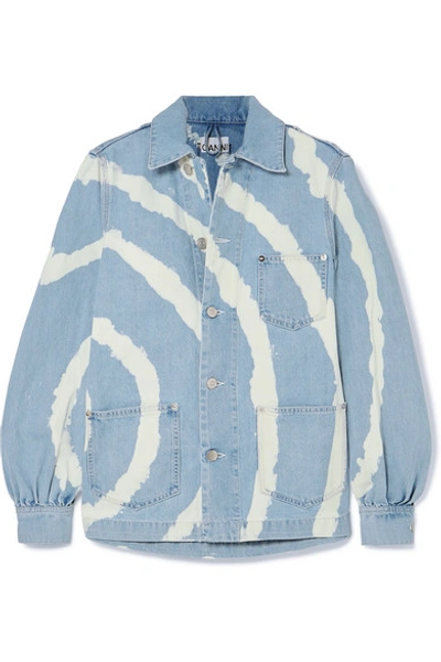 Shop Ganni Bleached Denim Jacket In Light Denim