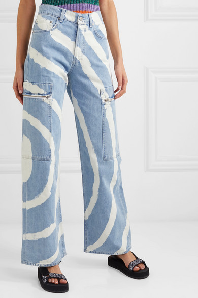 Ganni Blackstone Bleached High-rise Wide-leg Jeans In Light Denim | ModeSens