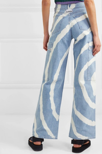 Shop Ganni Blackstone Bleached High-rise Wide-leg Jeans In Light Denim