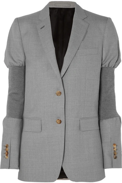 Shop Burberry Wool And Stretch-knit Blazer In Gray