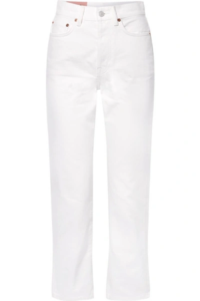 Shop Acne Studios Mece Cropped High-rise Straight-leg Jeans In White