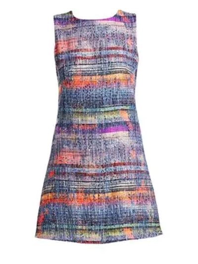 Shop Emporio Armani Multicolor Sleeveless Tweed Dress In Rainbow Tweed