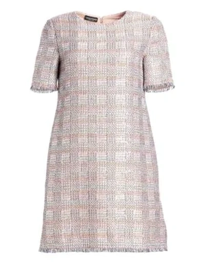 Shop Emporio Armani Jacquard Mini Dress In Steel