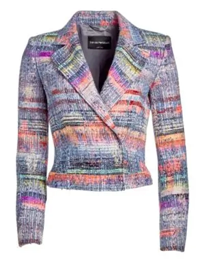 Shop Emporio Armani Tweed Moto Jacket In Rainbow Tweed